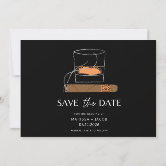 Sigaar Whiskey Foto Bruiloft Save The Date (Voorkant)