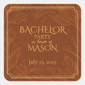 Sigaarbar thema vrijgezellenfeest vierkante sticker (Voorkant)