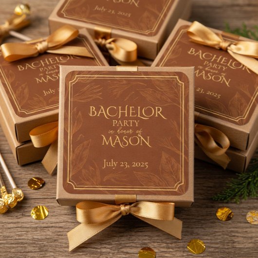 Sigaarbar thema vrijgezellenfeest vierkante sticker