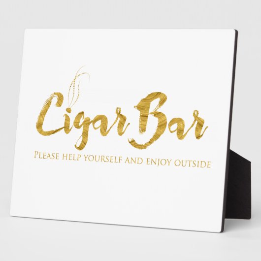 Sigar Bar Sign Table Easel - White en Gold Fotoplaat (Zijkant)