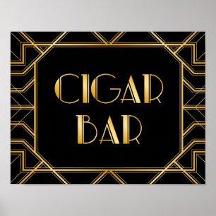 Sigar Bar Wedding Sign   Gatsby Art Deco Poster