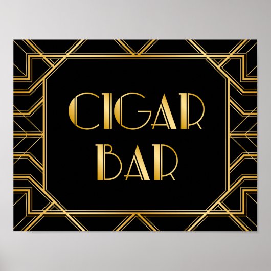 Sigar Bar Wedding Sign | Gatsby Art Deco Poster (Voorkant)