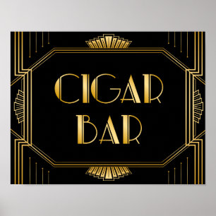 Sigar Bar Wedding Sign   Gatsby Art Deco Poster