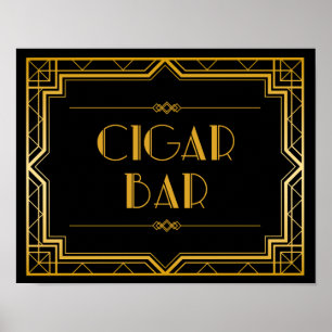 Sigar Bar Wedding Sign   Gatsby Art Deco Poster