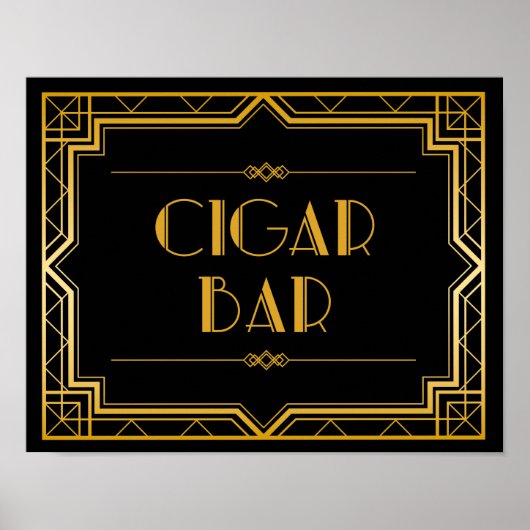 Sigar Bar Wedding Sign | Gatsby Art Deco Poster (Voorkant)