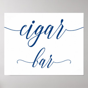Sigar Bar Wedding Sign in Navy Blue Calligraphy Poster