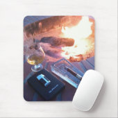 Sigar en Drink door de brand - Muismat (Met muis)