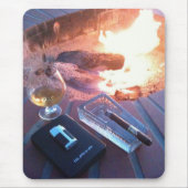 Sigar en Drink door de brand - Muismat (Voorkant)