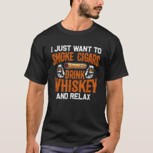 Sigar Mannen Vrouwen Sigarette Smoker Whiskey T-shirt