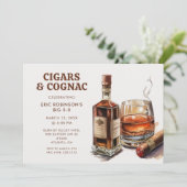 Sigaren Cognac Whiskey Bourbon Verjaardagsfeest Kaart (Staand voorkant)