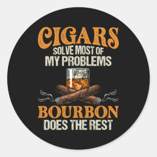 Sigaren en Bourbon Quote Whiskey Roken Pap Ronde Sticker