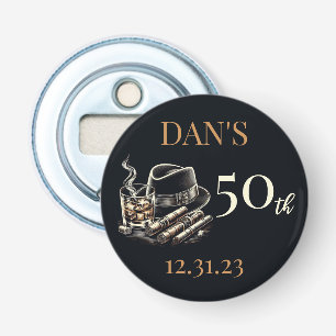 Sigaren en Bourbon Verjaardag Button Flesopener