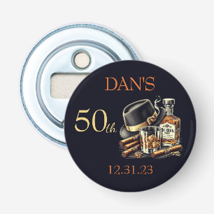 Sigaren en Bourbon Verjaardag Button Flesopener
