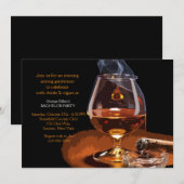 Sigaren- en brandy-uitnodiging kaart (Voorkant / Achterkant)