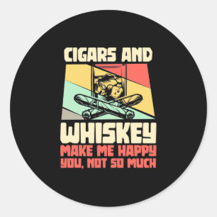 Sigaren en whisky ronde sticker
