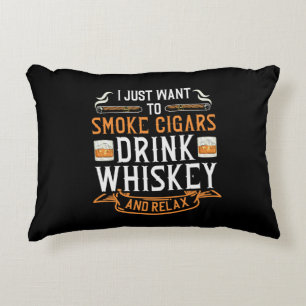 Sigaren- en Whisky-spreuk Accent Kussen