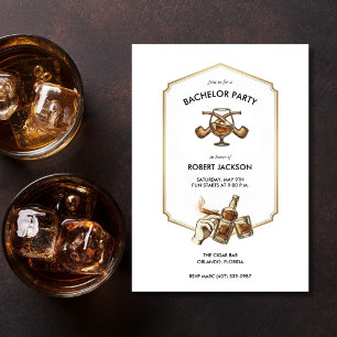 Sigaren- en Whisky-Vrijgezellenfeest Uitnodiging