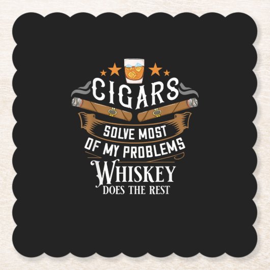 Sigaren lossen de meeste van mijn problemen op. kartonnen onderzetters (Voorkant)