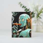 Sigaren Rokende Robot Briefkaart (Staand voorkant)