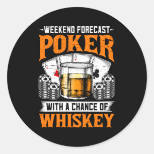 Sigaren Whiskey En Spelen Poker Roker Ronde Sticker