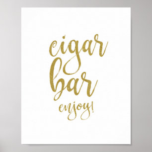 Sigarenbar Gouden Glitter 8x10 Trouwbord Poster