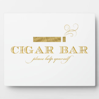 Sigarenbar Sign Staande Lessenaar - Wit en Goud Fotoplaat