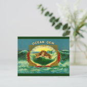 Sigarenetiket Ocean Gem mermaid Briefkaart (Staand voorkant)