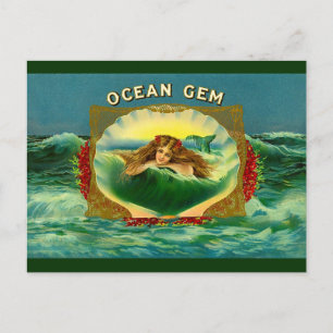 Sigarenetiket Ocean Gem mermaid Briefkaart
