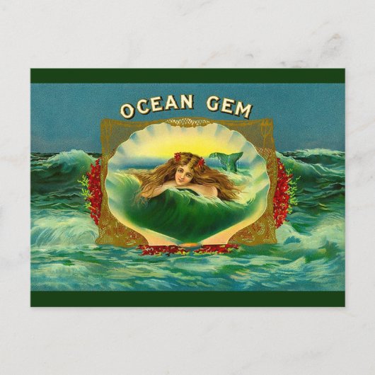 Sigarenetiket Ocean Gem mermaid Briefkaart (Voorkant)