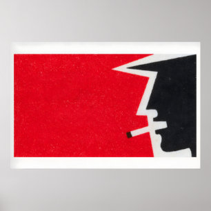 Sigarenkistje Muurkunst Vintage Man die Sigaret ro Poster