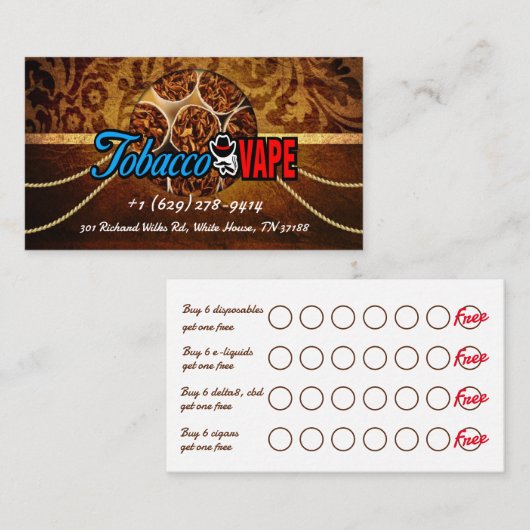 Sigarenwinkel Visitekaartje_custom 2 Visitekaartje (Voorkant / Achterkant)