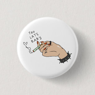 Sigaret in Hand Anti-Valentijn Ronde Button 3,2 Cm