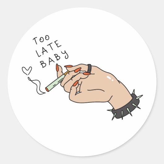 Sigaret in Hand Anti-Valentijn Ronde Sticker (Voorkant)