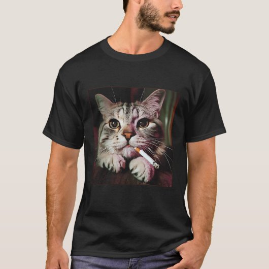 Sigaret Kat Gen Z Joke Funny Smoking Cat Meme T-shirt (Voorkant)