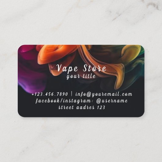 sigaret tabak vape store visitekaartje (Achterkant)