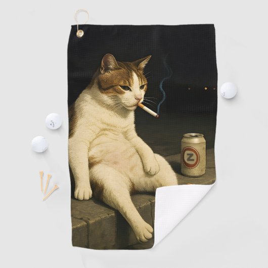 Sigaretten Kitten Grappige Roken Kat Gen Z Meme Golfhanddoek (Insitu)