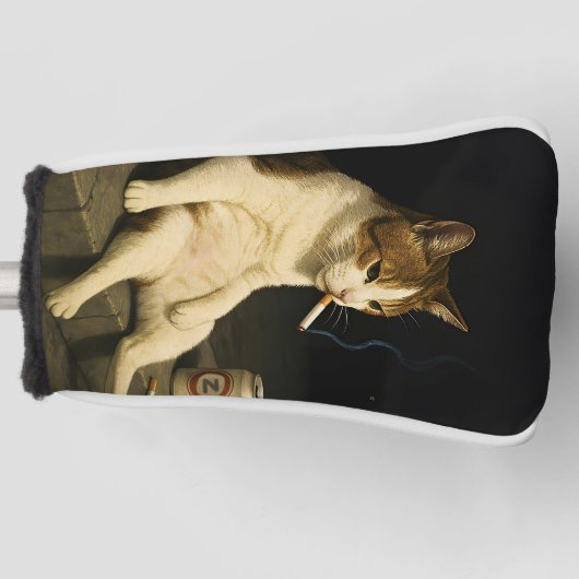 Sigaretten Kitten Grappige Roken Kat Gen Z Meme Golfheadcover (Voorkant)