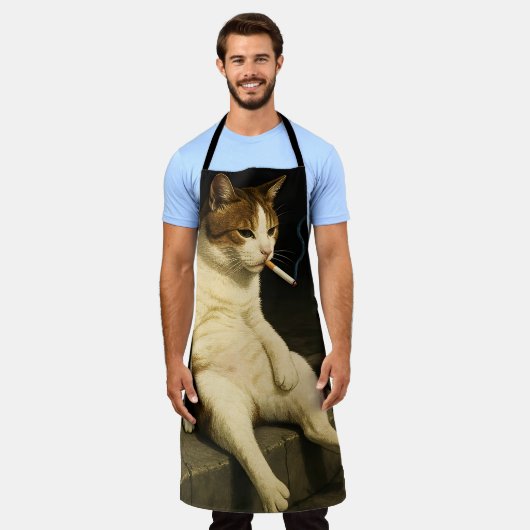 Sigaretten Kitten Grappige Roken Kat Gen Z Meme Schort (Gedragen)
