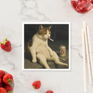 Sigaretten Kitten Grappige Roken Kat Gen Z Meme Servet