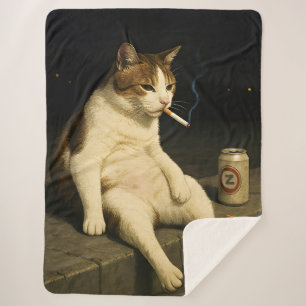 Sigaretten Kitten Grappige Roken Kat Gen Z Meme Sherpa Deken