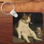 Sigaretten Kitten Grappige Roken Kat Gen Z Meme Sleutelhanger (Voorkant)