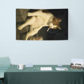 Sigaretten Kitten Grappige Roken Kat Gen Z Meme Spandoek (Beurs)