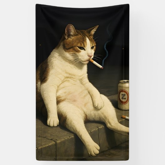 Sigaretten Kitten Grappige Roken Kat Gen Z Meme Spandoek (Verticaal)