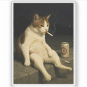 Sigaretten Kitten Grappige Roken Kat Gen Z Meme Sticker (Voorkant)