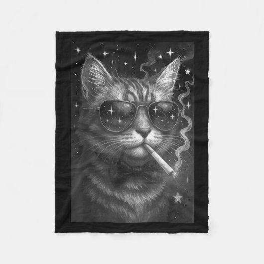 Sigarettenkitten Grappig Roken Kat Meme Stompzinni Fleece Deken (Voorkant)