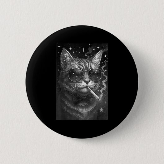 Sigarettenkitten Grappig Roken Kat Meme Stompzinni Ronde Button 5,7 Cm (Voorkant)