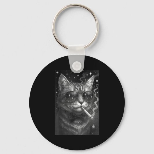 Sigarettenkitten Grappig Roken Kat Meme Stompzinni Sleutelhanger (Voorkant)
