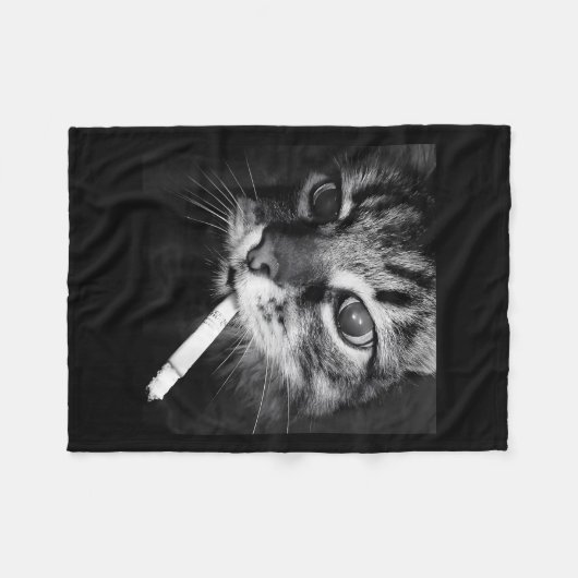 Sigarettenkitten Grappig Roken Kat Meme Stud Herse Fleece Deken (Voorkant (Horizontaal))