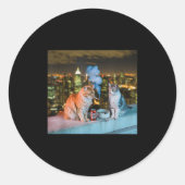 Sigarettenkitten Grappig Roken Kat Meme Stud Herse Ronde Sticker (Voorkant)