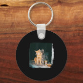 Sigarettenkitten Grappig Roken Kat Meme Stud Herse Sleutelhanger (Voorkant)